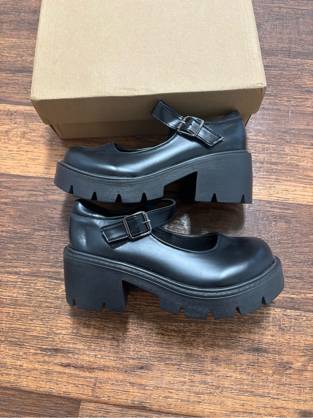 Chunky Black Mary Jane Platform Shoes
